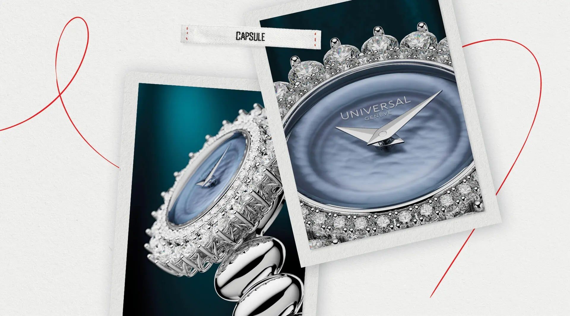Universal Genève Disco Mini Lace with a diamond-set bezel and mother-of-pearl dial
